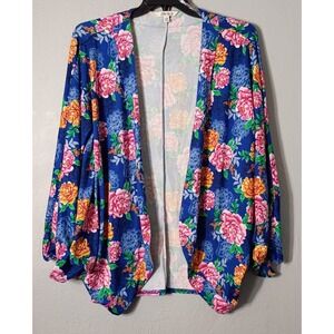 The Pioneer Woman Blue Floral Butterfly Style Cardigan Cover‎ Up Kimono L/XL